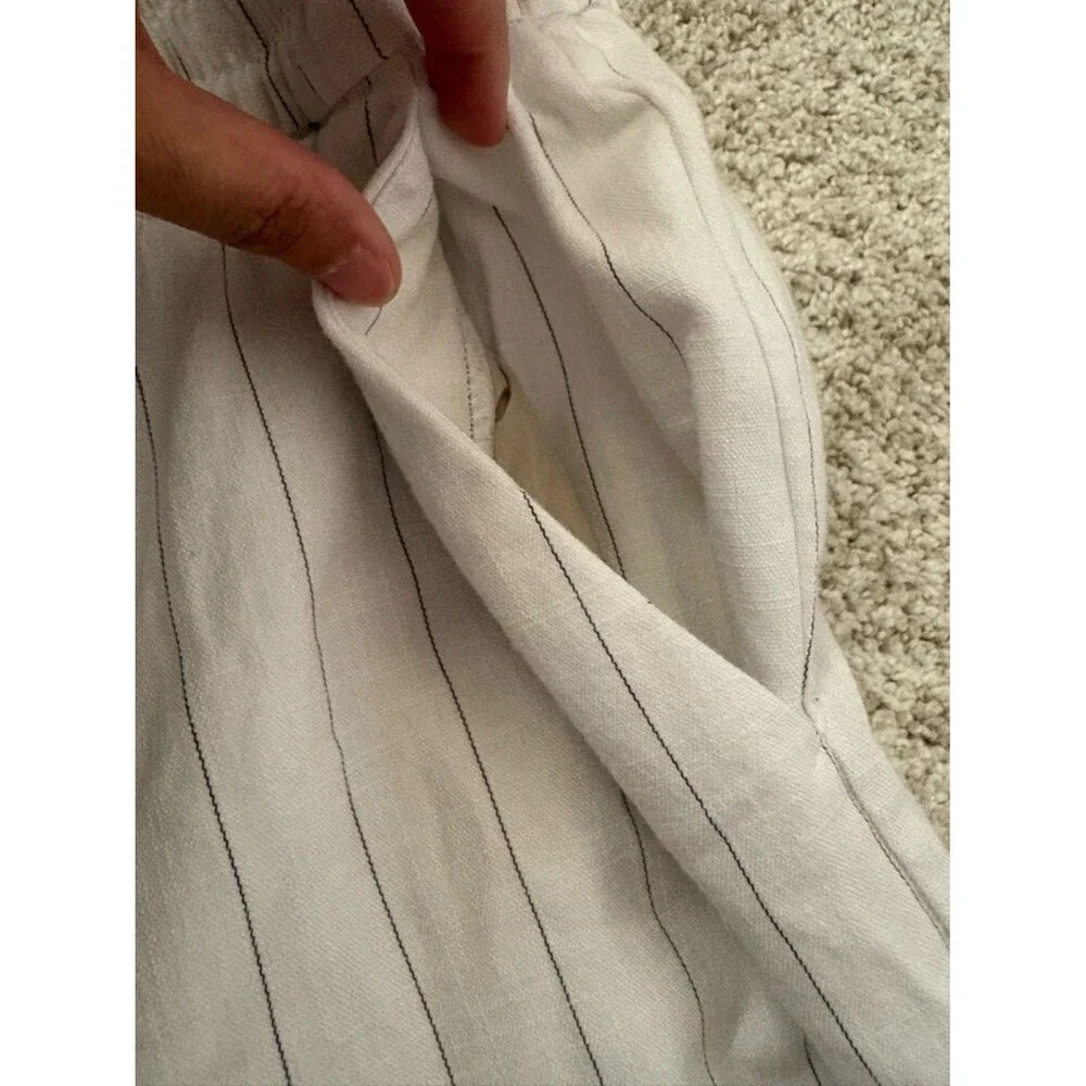 Rachel Zoe Wide Leg Pinstripe Pants size 10 elastic waist pull up